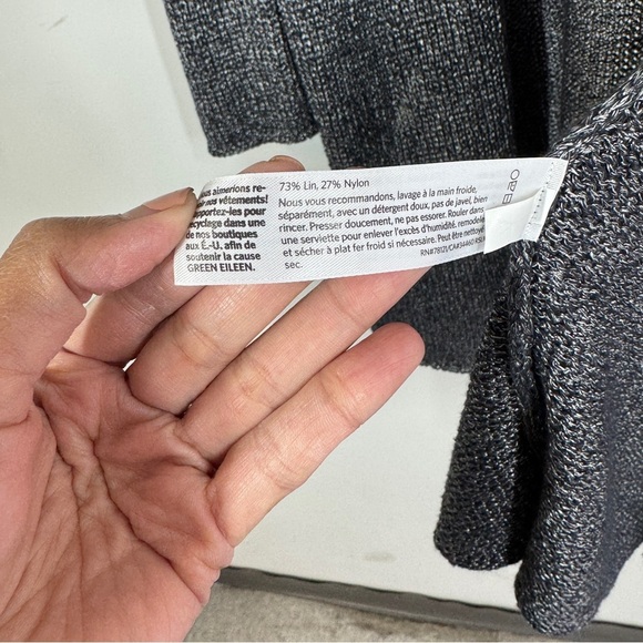 Eileen Fisher Gray Open Front Linen Blend Long Cardigan Sweater Minimalist - Picture 6 of 11